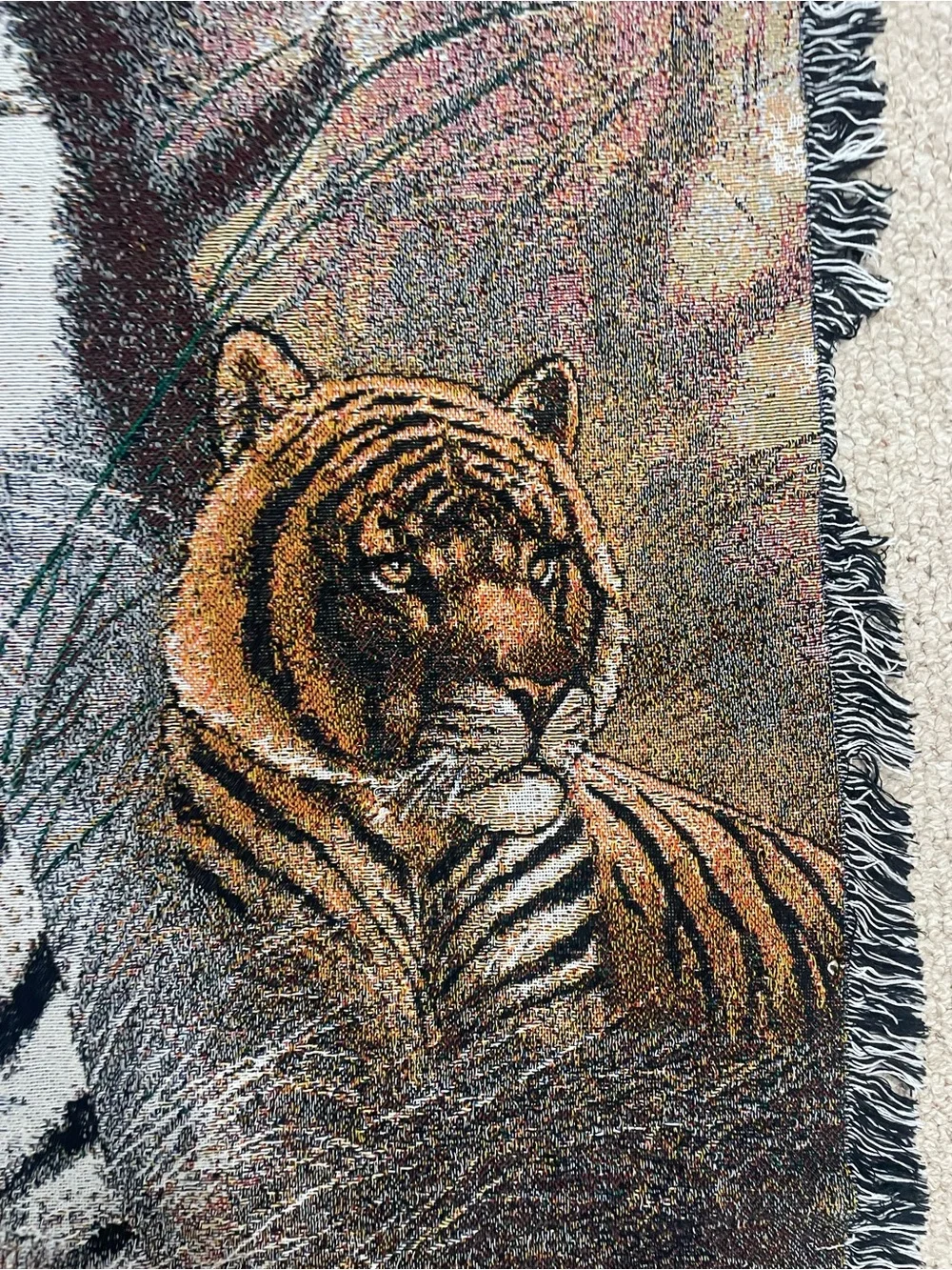Blanket/ Rug Tigers Woven tapestry rug / Throw Blanket - Multi color